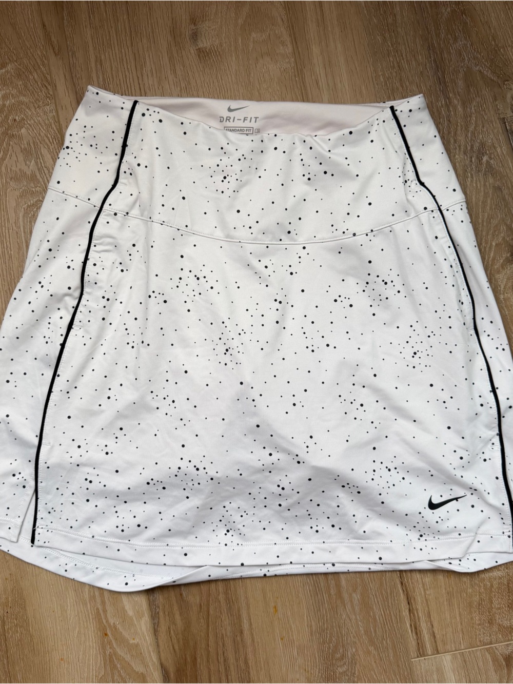 Nike White Athletic Skort with Black Speckle Detail